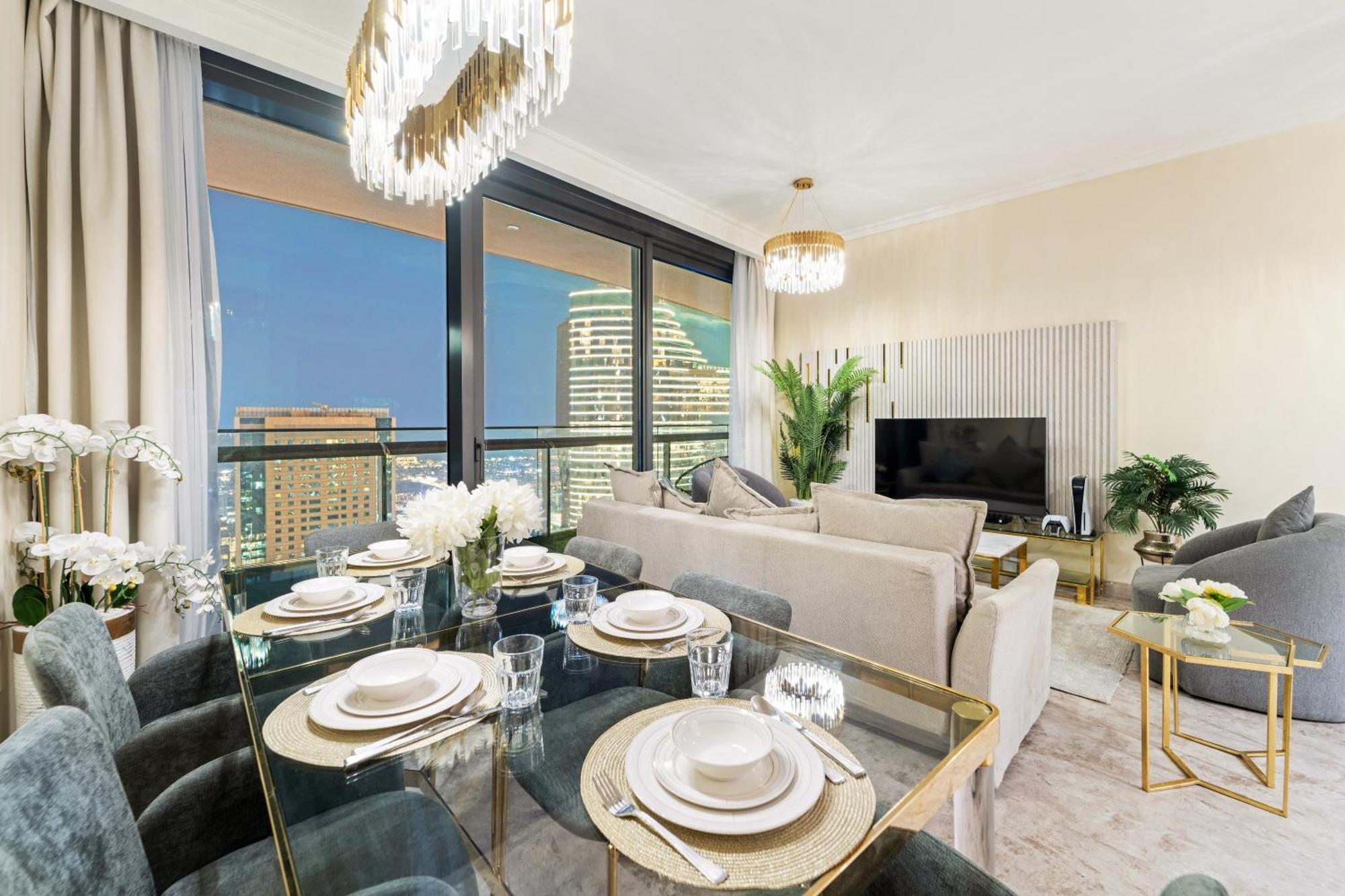 First Class 2Br With Full Dubai Skyline & Sea View Exterior photo