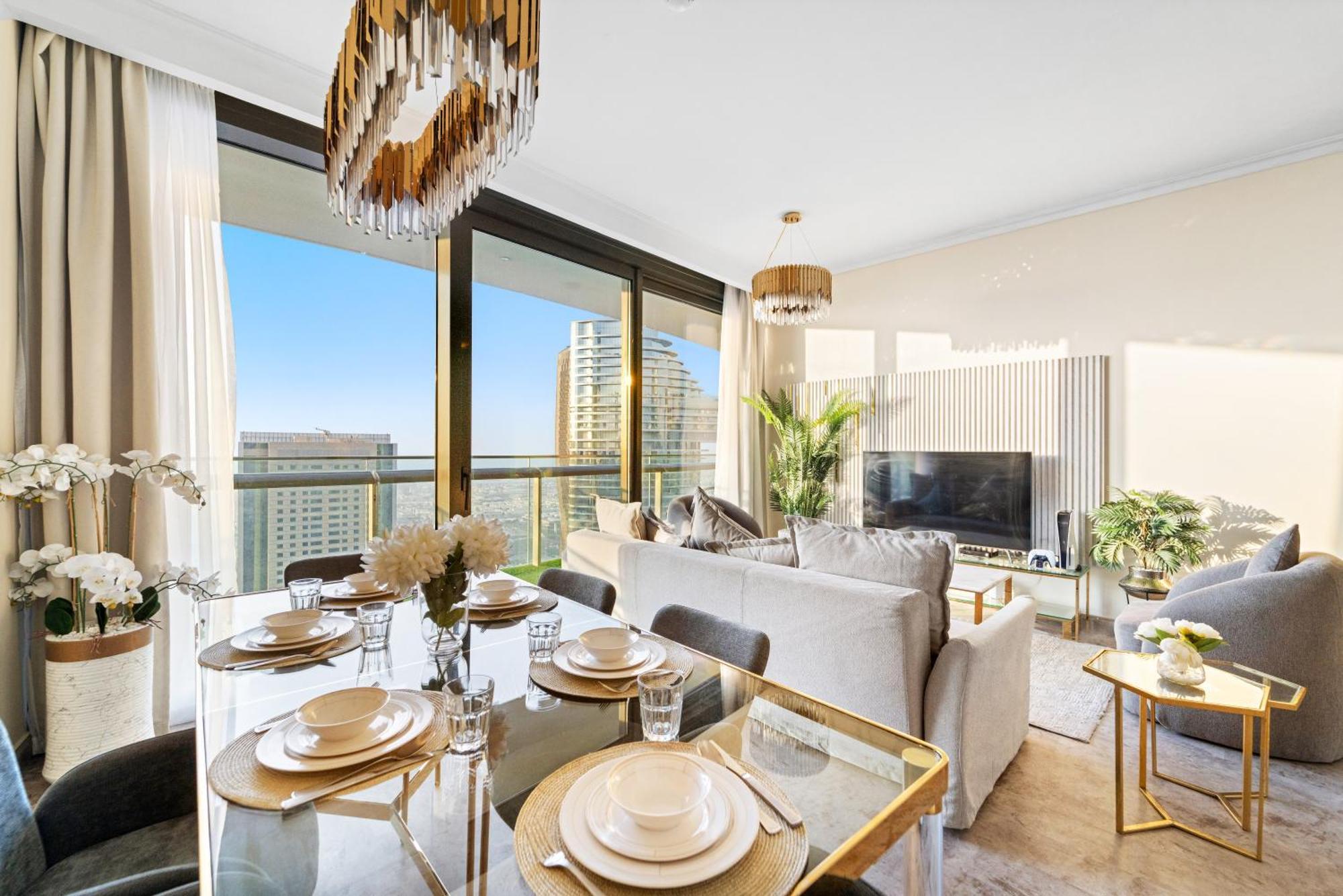 First Class 2Br With Full Dubai Skyline & Sea View Exterior photo
